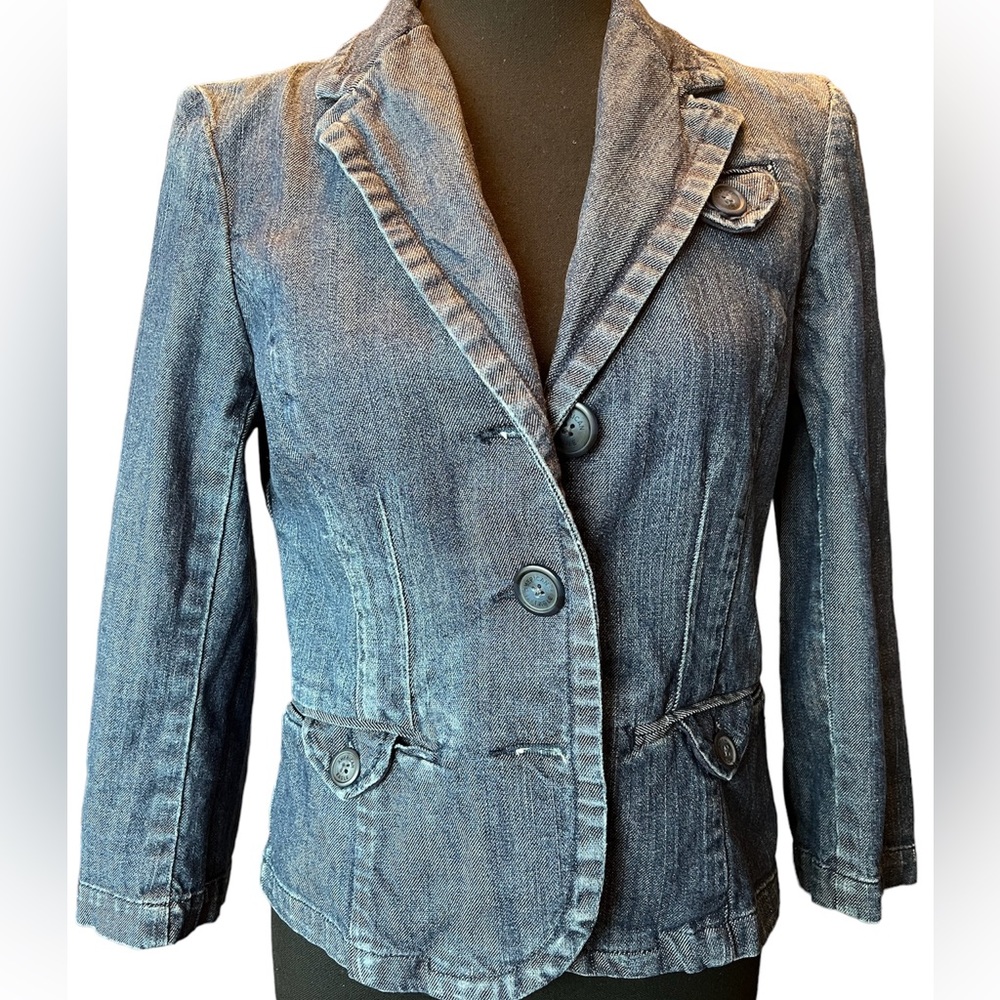 American Eagle Outfitters Jean Jacket Dark Wash Denim Blazer Size S/P